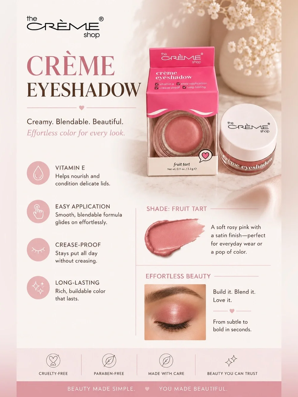 the CRÈME Shop Fruit Tart Crème Eyeshadow - pink